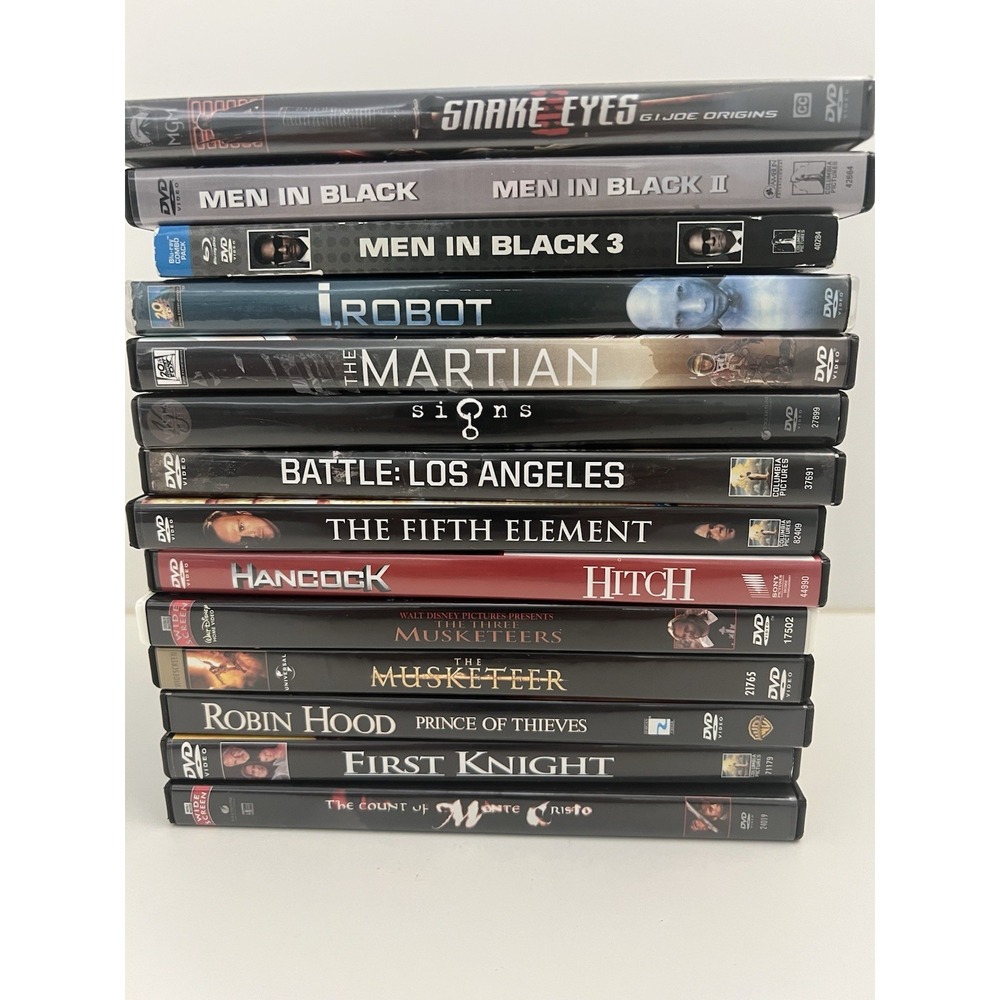 Lot Of 14 Action Dvd Movies Men In Black Snake Eyes Robin Hood Hancock Signs